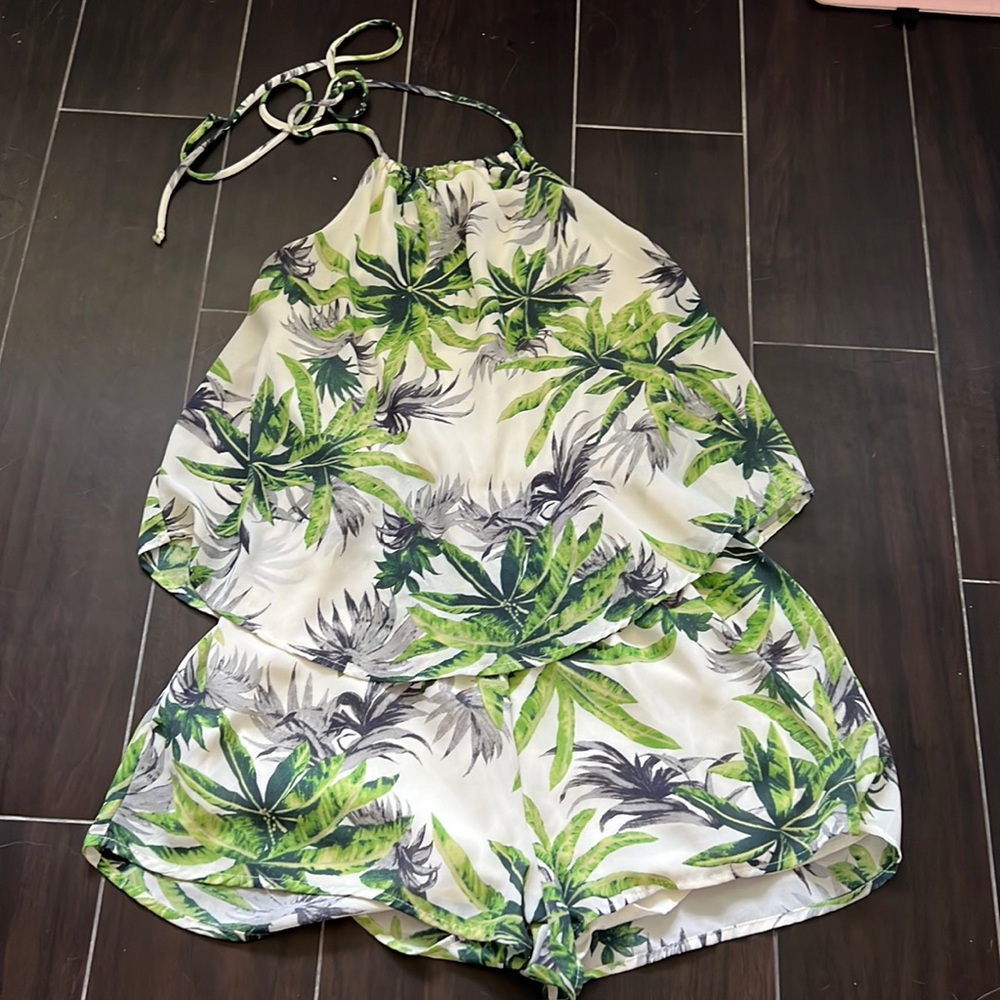 Palm Tree Halter top Romper